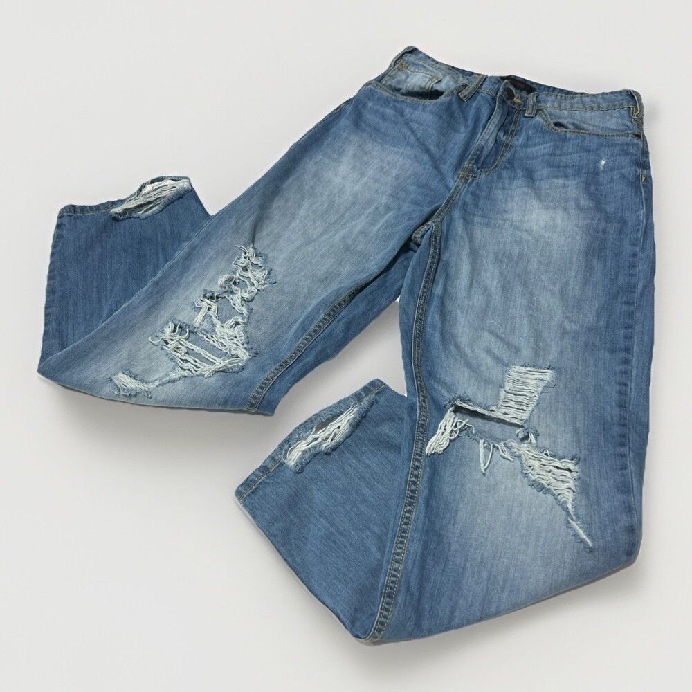 Love Culture Playback Distressed Wide Leg High Rise Denim Jeans Women's Size 5